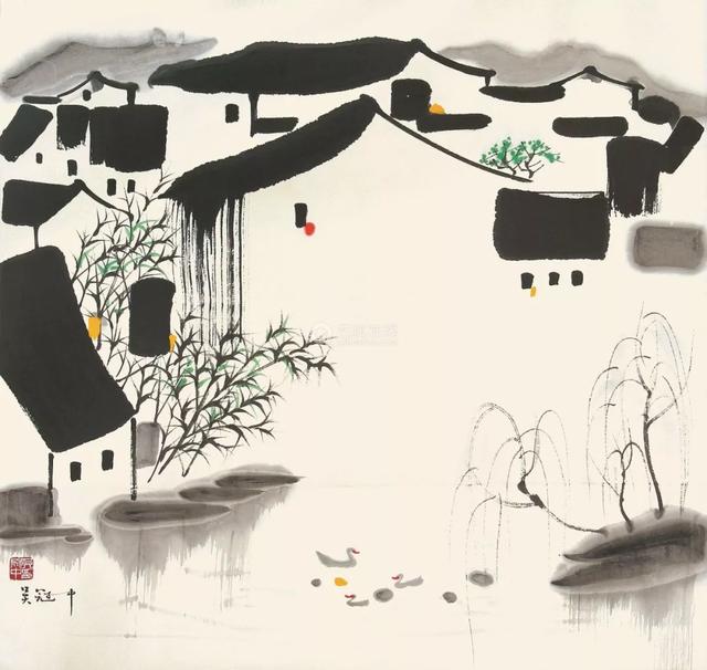 吴冠中江南水乡水墨画，江南水乡吴冠中水墨画（吴冠中笔下的别样江南）