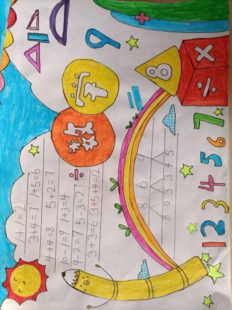 数字创意画一年级，一年级数学立体图形创意画（赣州市会昌县西江中心小学举行数学画比赛）
