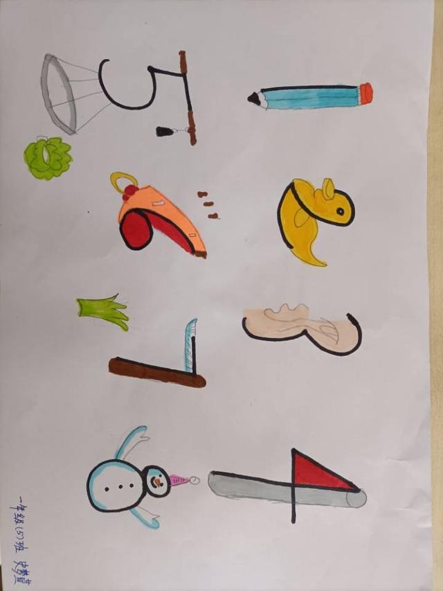 数字创意画一年级，一年级数学立体图形创意画（赣州市会昌县西江中心小学举行数学画比赛）