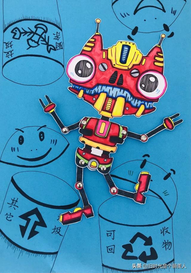 垃圾分类儿童画，主题儿童画垃圾分类教程（创意美术：垃圾分类作品范画）