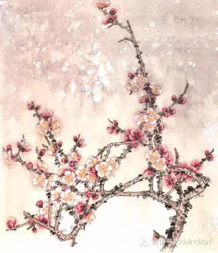 国画墨桃花画法教程，大家一起学画国画