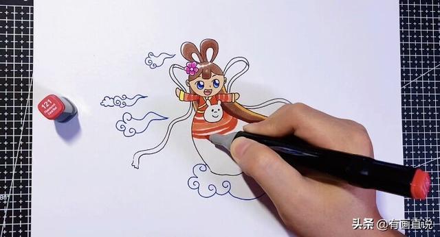 中秋节的嫦娥怎么画简单又漂亮，中秋节主题画第五款嫦娥画法