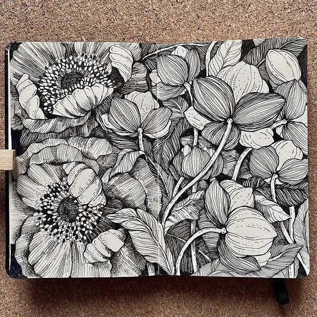 妙笔生花水墨画教程，教科书级别的植物线描