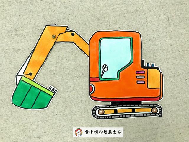 怎么画挖掘机，马克笔课程挖掘机