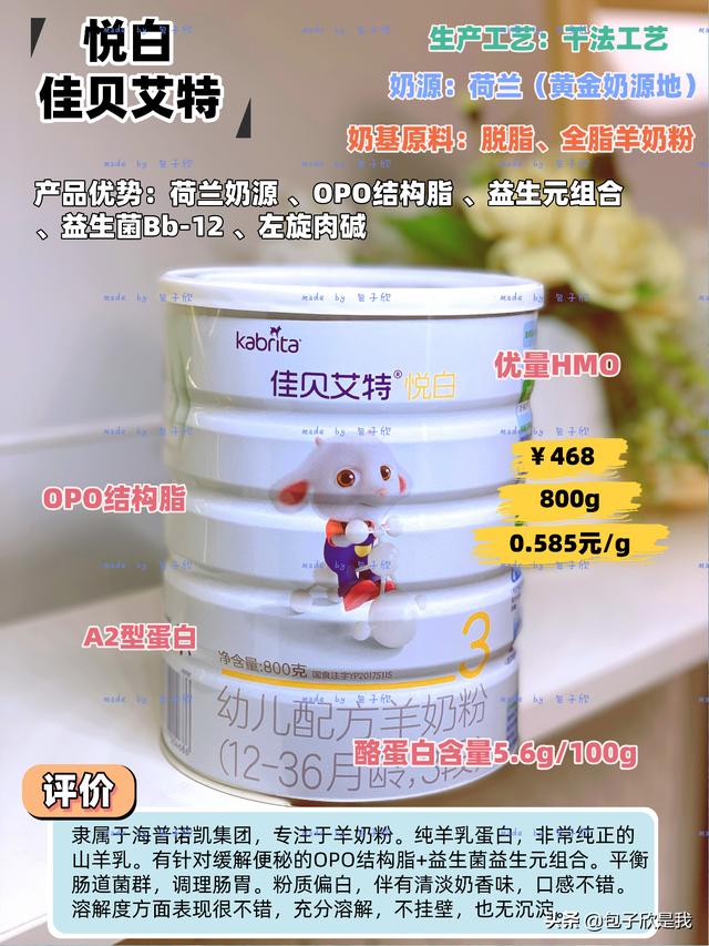 什么牌子的羊奶粉好喝又营养，羊奶粉排行榜10强中耀眼的“明星”佳贝艾特悦白“佳贝”护新生