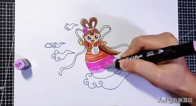 中秋节的嫦娥怎么画简单又漂亮，中秋节主题画第五款嫦娥画法