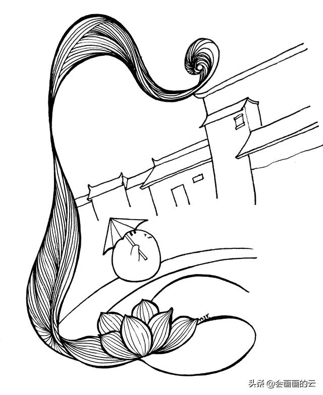 小溪上的桥如何画简笔画，简笔画过程图遇见一座城