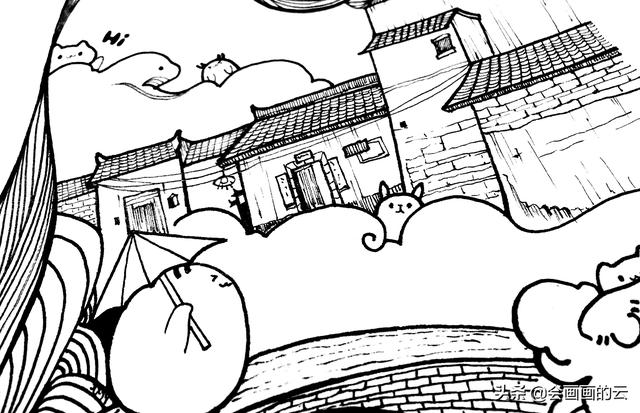 小溪上的桥如何画简笔画，简笔画过程图遇见一座城