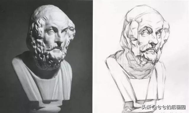 素描石膏头像4个阶段，常见石膏素描头像