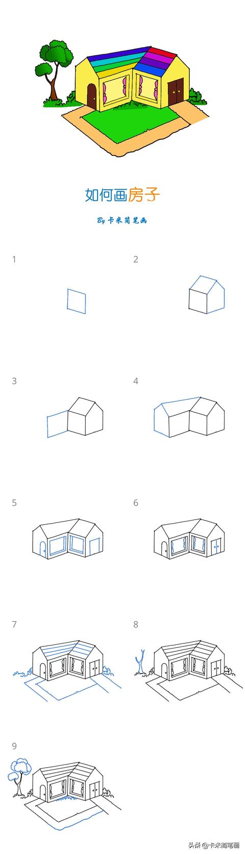 儿童画房子漂亮又简单画法，儿童画房子简图