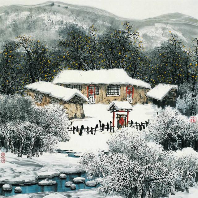 100幅山水雪景的画法，写意国画雪景的画法
