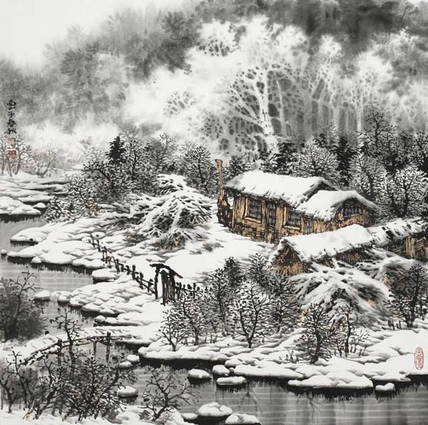 100幅山水雪景的画法，写意国画雪景的画法