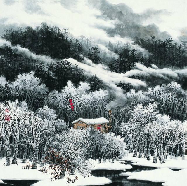 100幅山水雪景的画法，写意国画雪景的画法