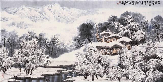 100幅山水雪景的画法，写意国画雪景的画法