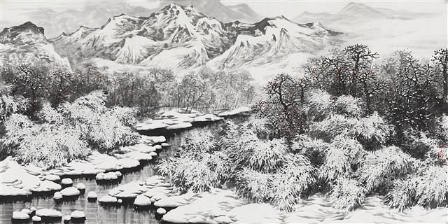 100幅山水雪景的画法，写意国画雪景的画法