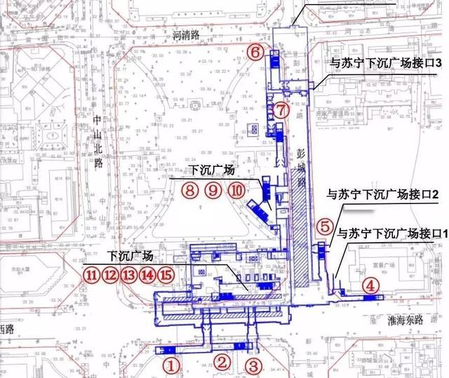 江苏徐州地铁一号线规划图，徐州地铁一号线18个站点出入口位置图曝光