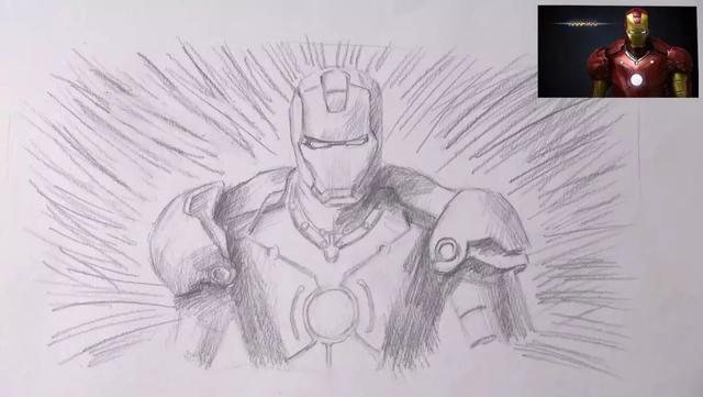 动漫人物漫威钢铁侠绘画，周末学堂手绘漫画