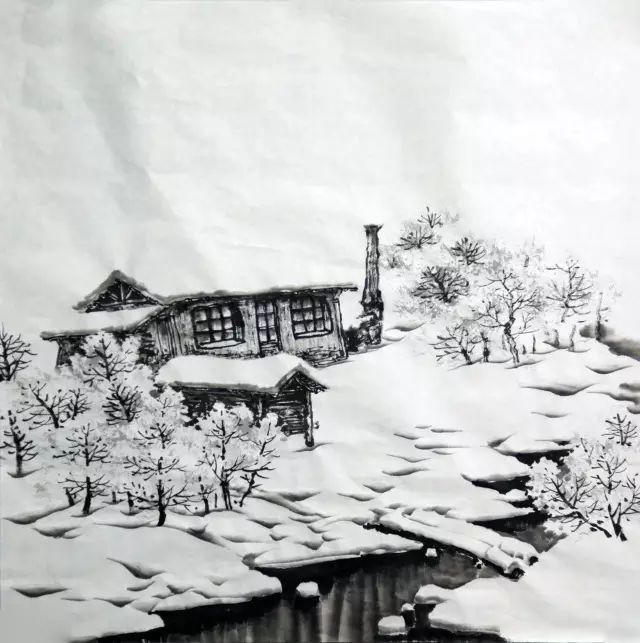 100幅山水雪景的画法，写意国画雪景的画法