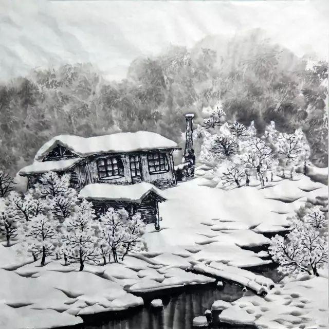 100幅山水雪景的画法，写意国画雪景的画法