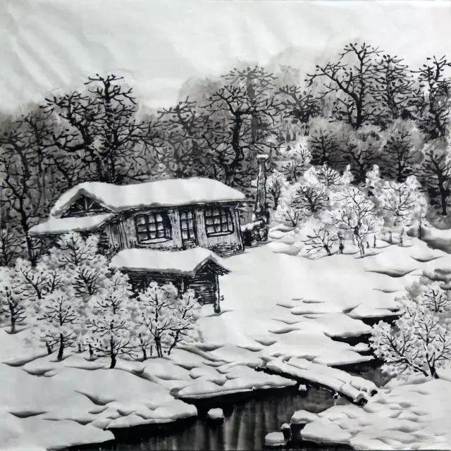 100幅山水雪景的画法，写意国画雪景的画法