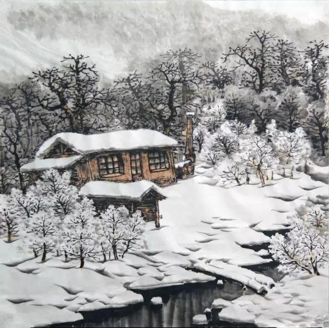 100幅山水雪景的画法，写意国画雪景的画法