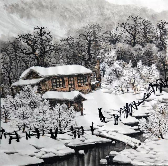 100幅山水雪景的画法，写意国画雪景的画法