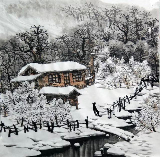 100幅山水雪景的画法，写意国画雪景的画法