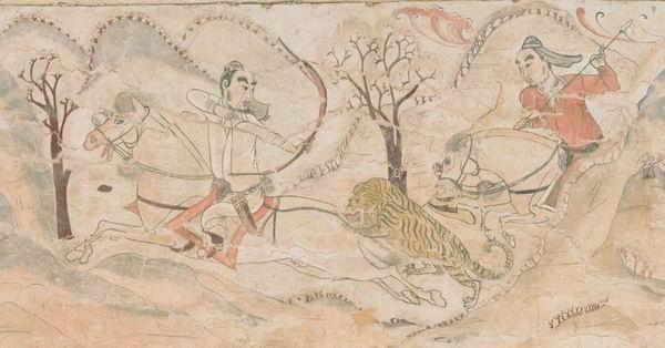 唐代墓室壁画作品，已成为国潮中顶流IP。唐代壁画临摹绘画作品收藏热