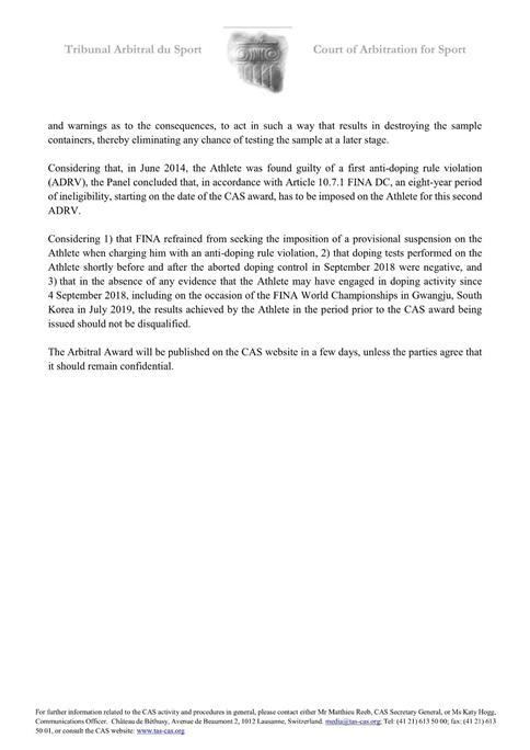 孙杨事件终身禁赛是什么原因，孙杨被禁赛4年是什么原因（国际泳联权威裁定来了）