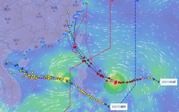 灿都台风最新实时路径图，双台风共舞灿都