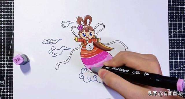 中秋节的嫦娥怎么画简单又漂亮，中秋节主题画第五款嫦娥画法