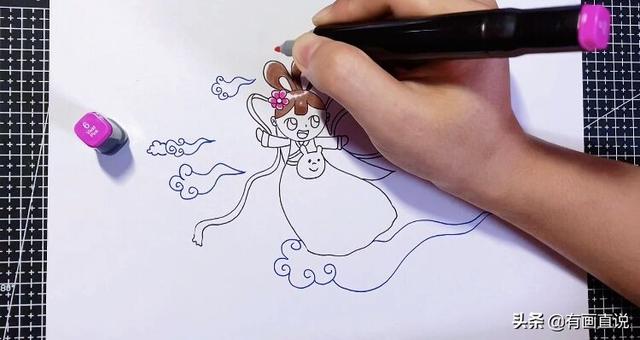 中秋节的嫦娥怎么画简单又漂亮，中秋节主题画第五款嫦娥画法