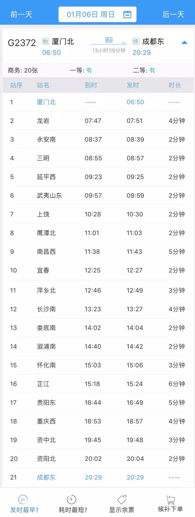 福州到厦门高铁，福州至厦门高铁运行时间