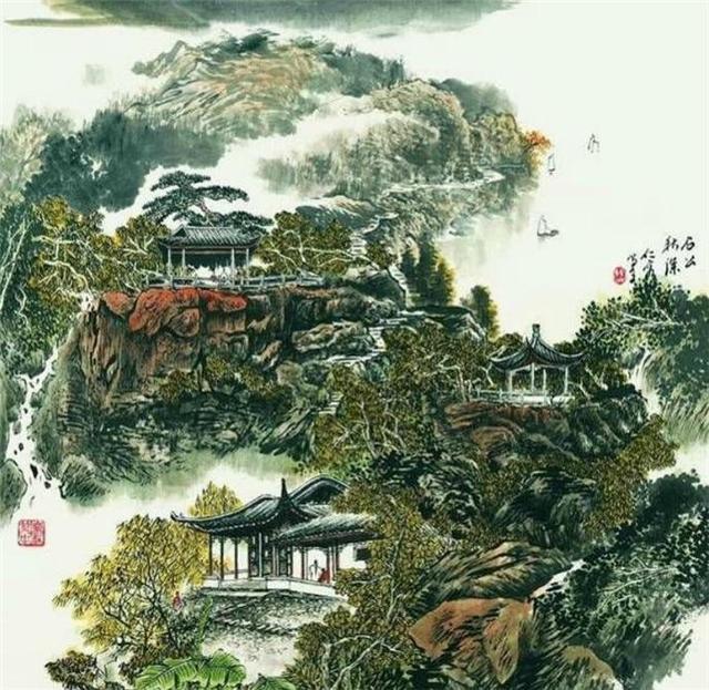 苏州园林简笔画，国画里的苏州园林（苏州园林国画全景图简笔画）
