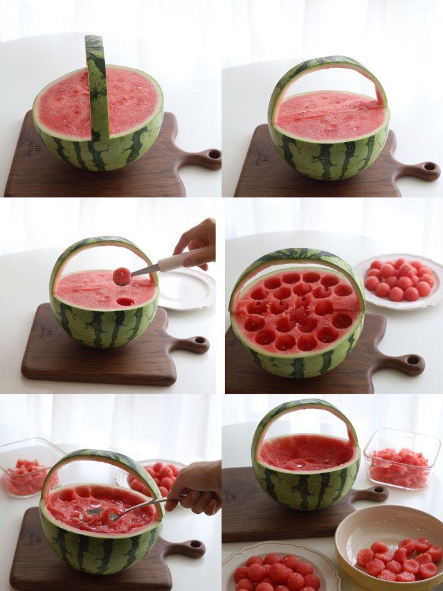 和夏天配一脸的西瓜篮子，西瓜好看的水果拼盘