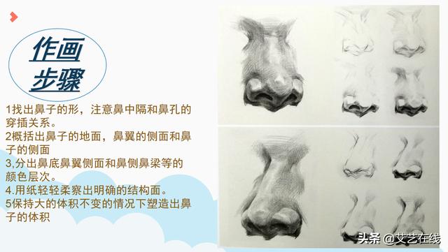 素描人物五官入门教程，素描人像五官-鼻子结构及作画步骤解析