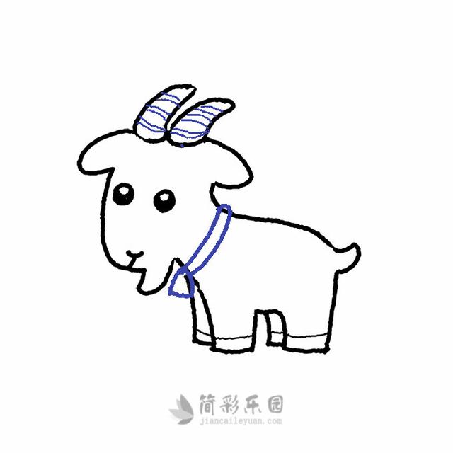 山羊简单画法步骤，儿童简笔画精选-如何用菱形