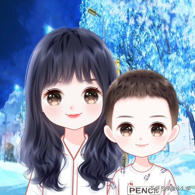 简单的全家福卡通头像，一家四口q版全家福头像