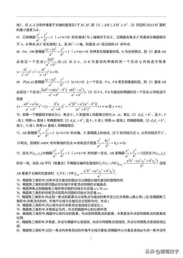 数学椭圆二级结论，我将高中数学椭圆的二级结论