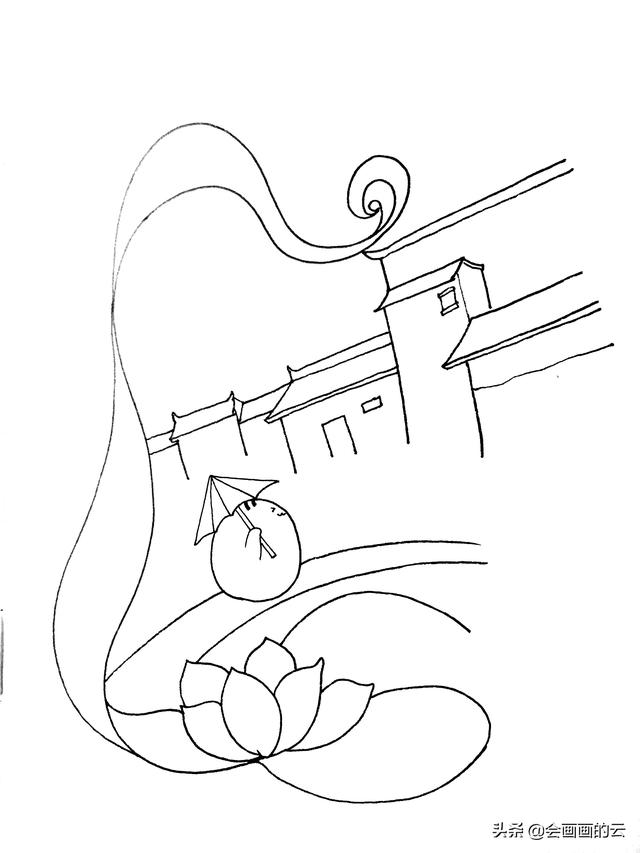 小溪上的桥如何画简笔画，简笔画过程图遇见一座城