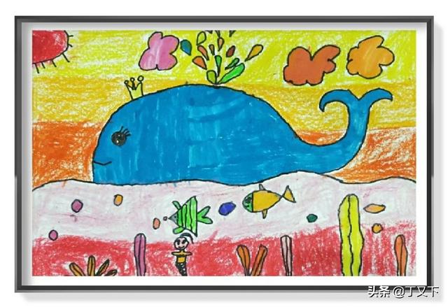 儿童可爱鲸鱼画，少儿美术动物篇