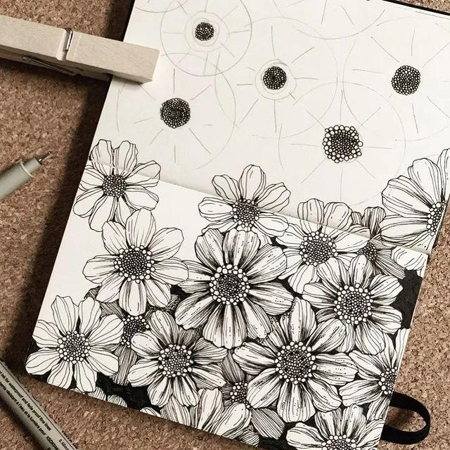 妙笔生花水墨画教程，教科书级别的植物线描