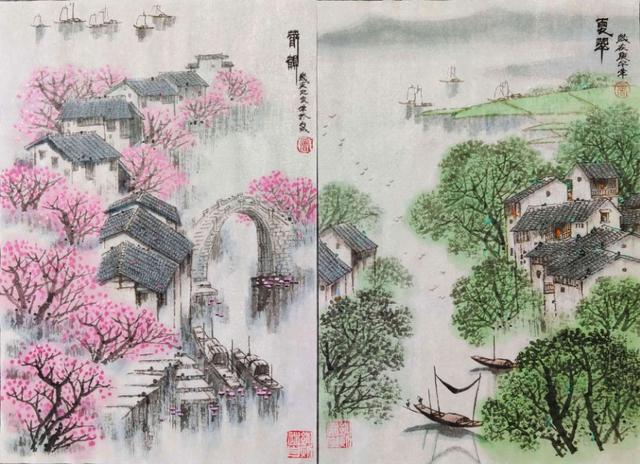 春夏秋冬怎么画，国画春夏秋冬四季简笔画