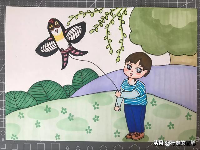 儿童绘画清明节简单画，清明节主题手抄报模板设计