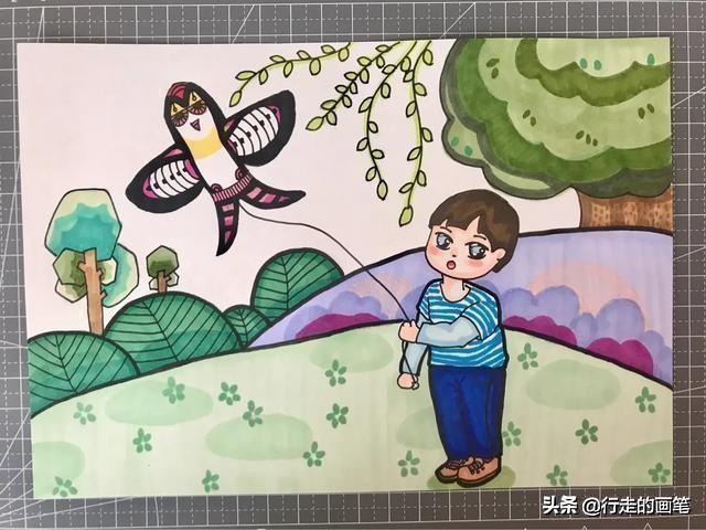 儿童绘画清明节简单画，清明节主题手抄报模板设计