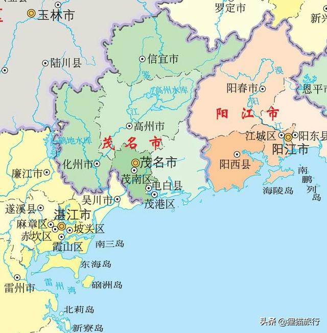 广东省阳江市地图，湛江茂名阳江城建对比（中国旅游地图揽胜-广东阳江）