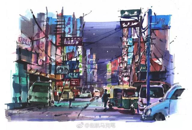 马克笔画画大师作品，他用马克笔画出了不一样的重庆