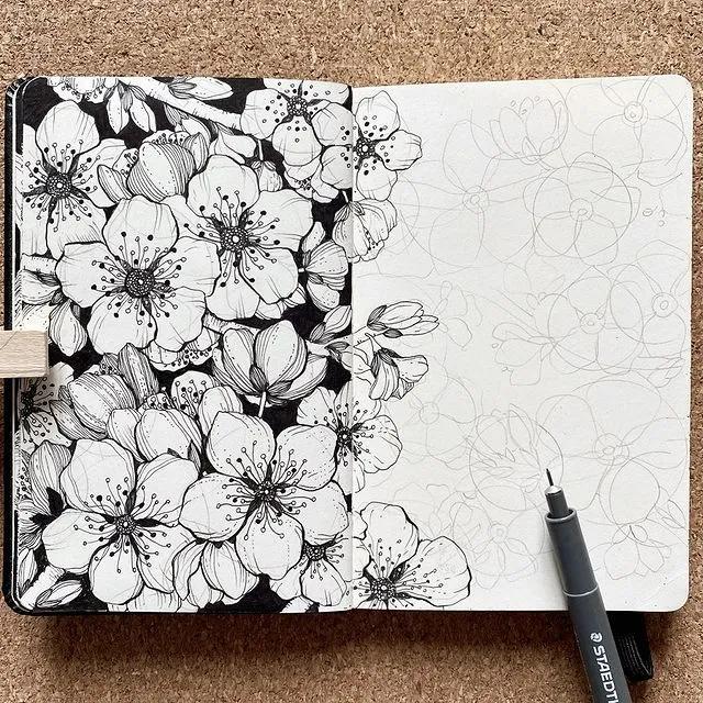 妙笔生花水墨画教程，教科书级别的植物线描