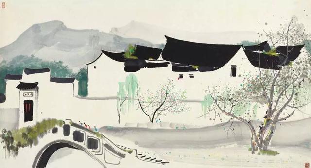 吴冠中江南水乡水墨画，江南水乡吴冠中水墨画（吴冠中笔下的别样江南）