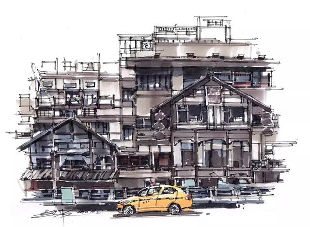 马克笔画画大师作品，他用马克笔画出了不一样的重庆
